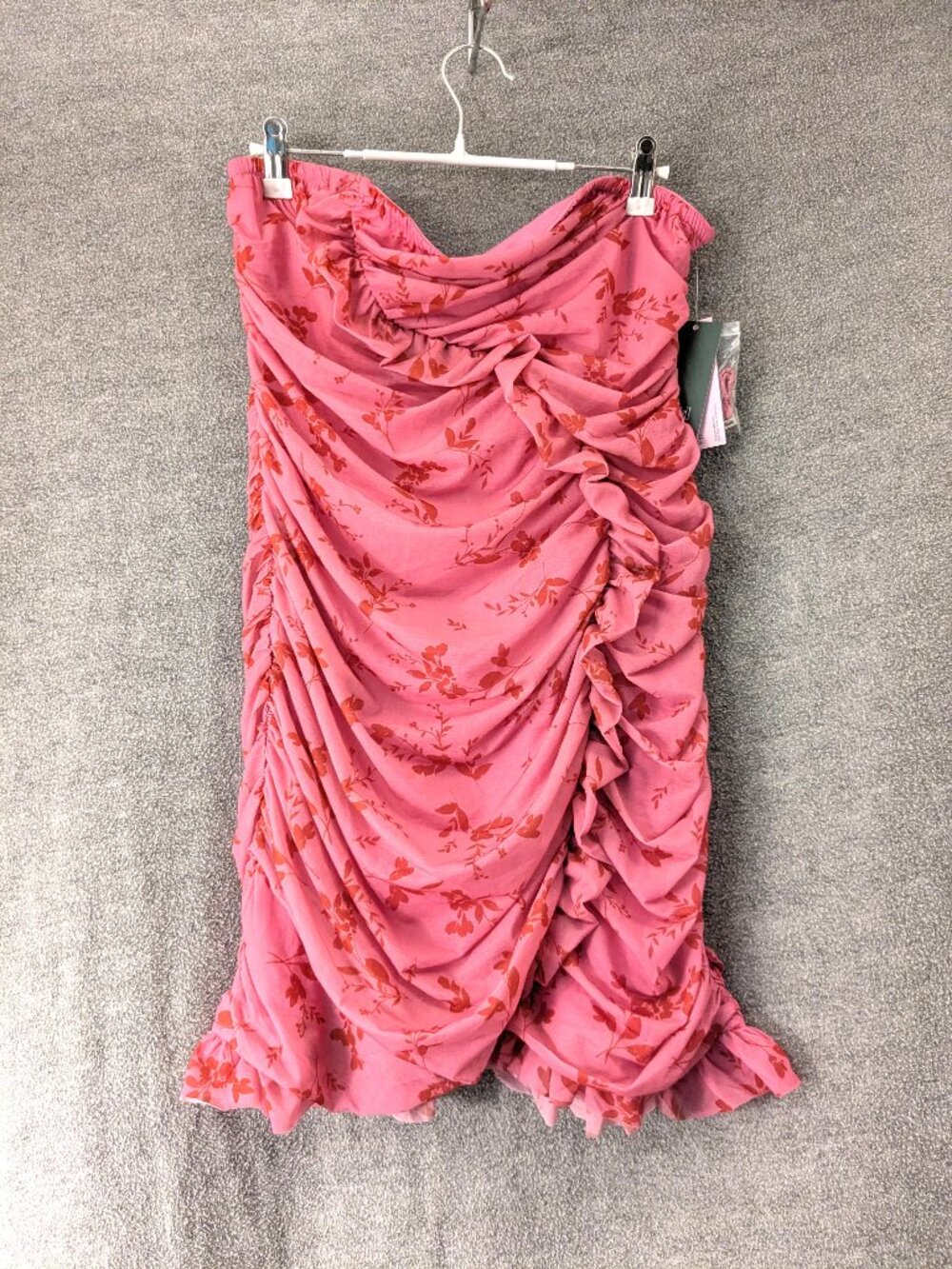 New! Shirred Pink Dress Size Large Removable Straps